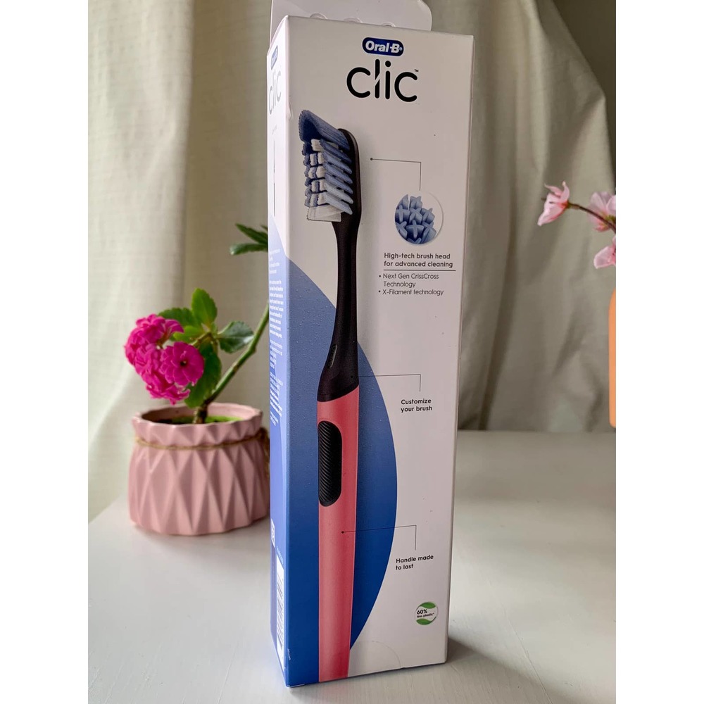 Oral-B Clic Manual Toothbrush + Replaceable Brush, Coral